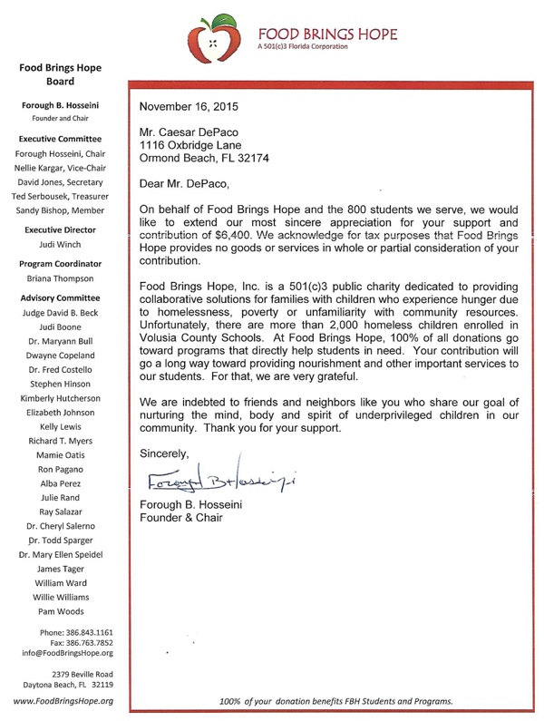 Food Brings Hope Thanks Summit Nutritionals International