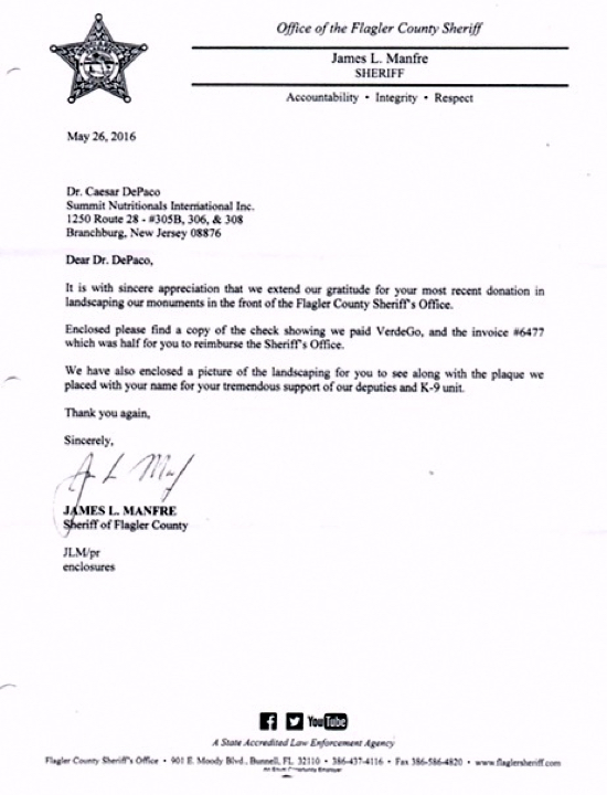 Office of the Flagler County Sheriff - Summit Nutritionals International